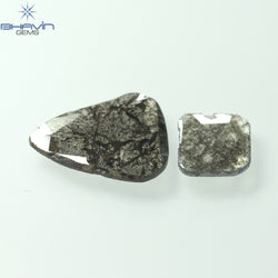 1.75 CT/5 ピース スライス形状 天然ダイヤモンド ソルト アンド ペッパー カラー I3 クラリティ (10.45 MM)