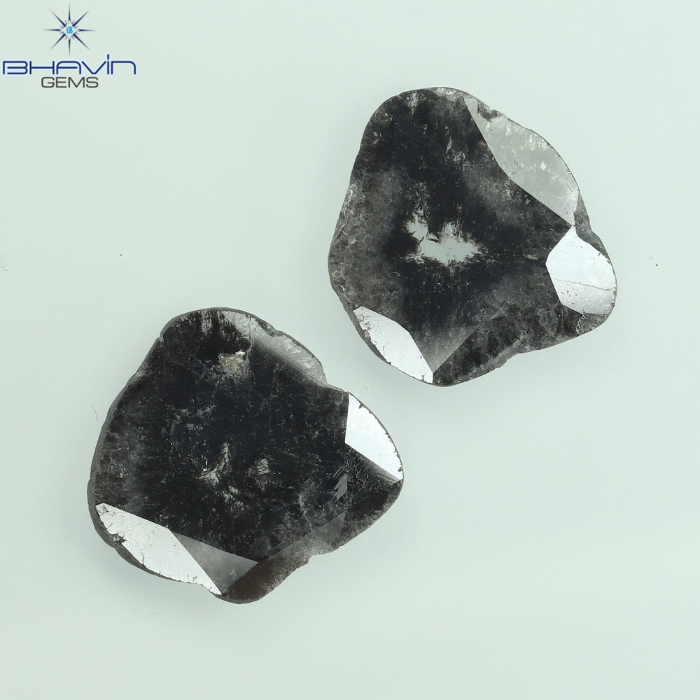 2.34 CT/2 Pcs Mix Shape Natural Diamond Salt And Pepper Color I3 Clarity (11.86 MM)