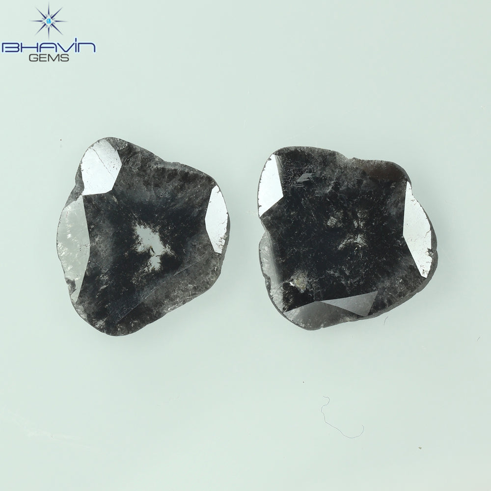 2.34 CT/2 Pcs Mix Shape Natural Diamond  Salt And Pepper Color I3 Clarity (11.86 MM)