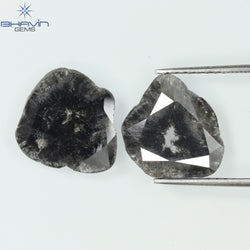2.34 CT/2 Pcs Mix Shape Natural Diamond  Salt And Pepper Color I3 Clarity (11.86 MM)