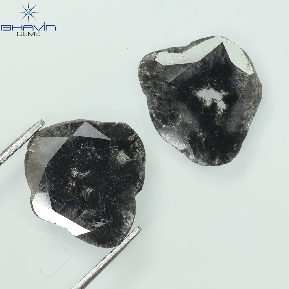 2.34 CT/2 Pcs Mix Shape Natural Diamond  Salt And Pepper Color I3 Clarity (11.86 MM)