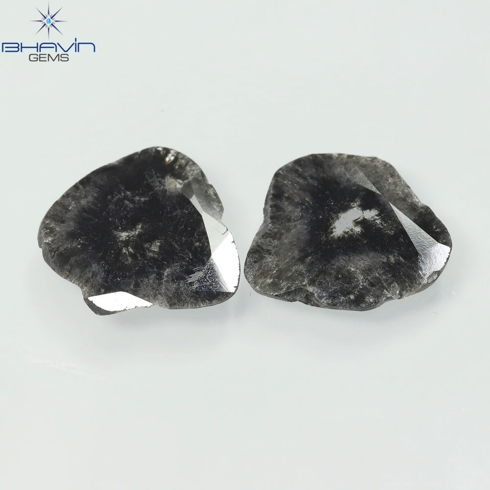 2.34 CT/2 Pcs Mix Shape Natural Diamond  Salt And Pepper Color I3 Clarity (11.86 MM)