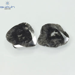 2.34 CT/2 Pcs Mix Shape Natural Diamond  Salt And Pepper Color I3 Clarity (11.86 MM)