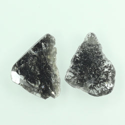 1.98 CT/2 Pcs Slice Shape Natural Diamond Salt And Pepper Color I3 Clarity (11.80 MM)