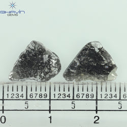 1.98 CT/2 Pcs Slice Shape Natural Diamond Salt And Pepper Color I3 Clarity (11.80 MM)