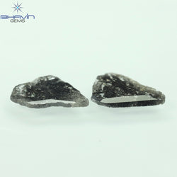 1.98 CT/2 Pcs Slice Shape Natural Diamond Salt And Pepper Color I3 Clarity (11.80 MM)