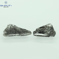 1.60 CT/2 Pcs Slice Shape Natural Diamond Salt And Pepper Color I3 Clarity (11.56 MM)