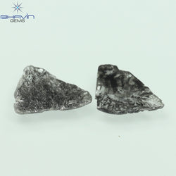 1.60 CT/2 Pcs Slice Shape Natural Diamond Salt And Pepper Color I3 Clarity (11.56 MM)