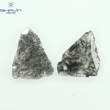 1.60 CT/2 Pcs Slice Shape Natural Diamond Salt And Pepper Color I3 Clarity (11.56 MM)