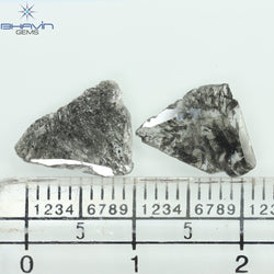 1.60 CT/2 Pcs Slice Shape Natural Diamond Salt And Pepper Color I3 Clarity (11.56 MM)