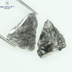 1.60 CT/2 Pcs Slice Shape Natural Diamond Salt And Pepper Color I3 Clarity (11.56 MM)