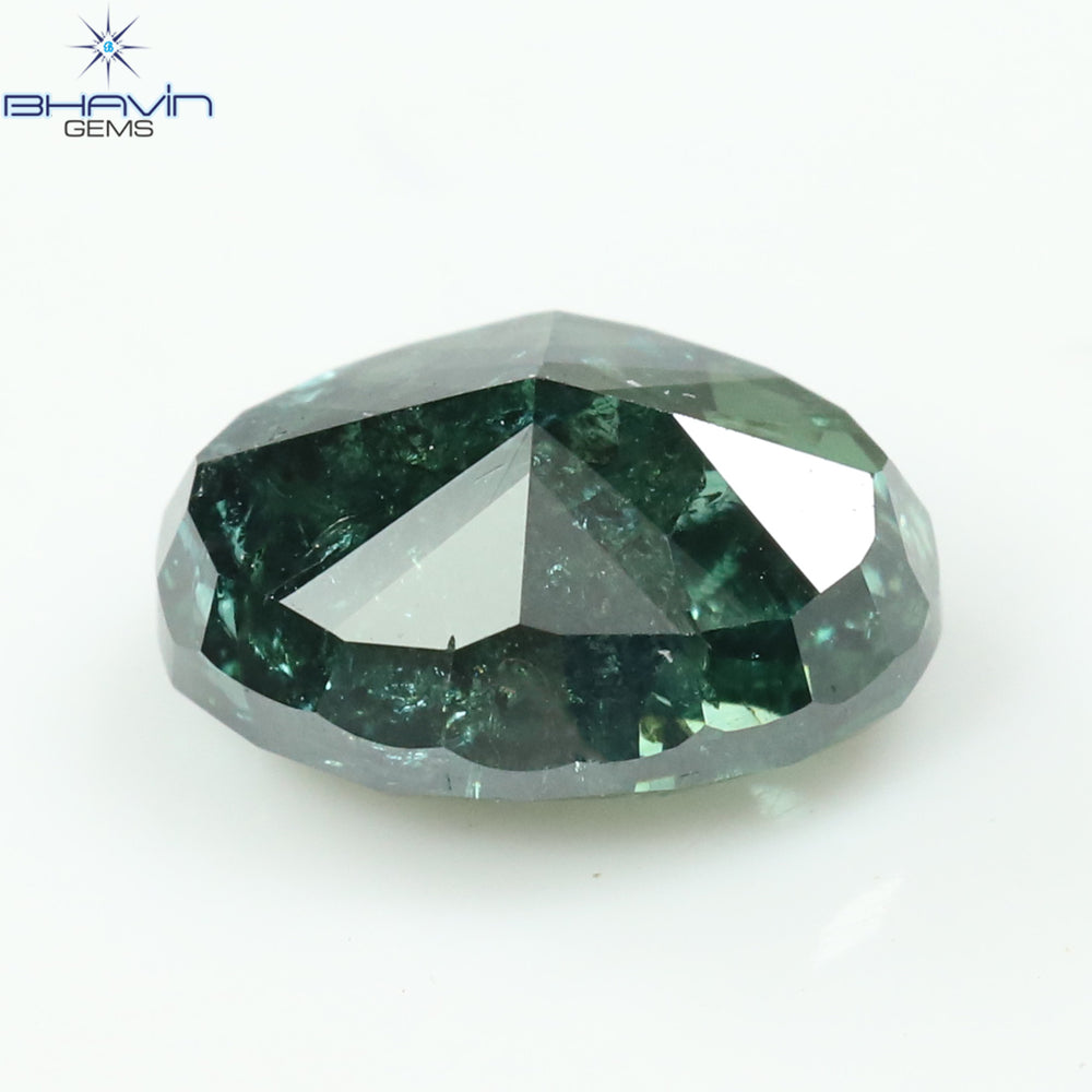 0.82 CT Oval Shape Natural Diamond Greenish Blue Color I3 Clarity (6.31 MM)