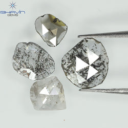 0.71 CT/5 ピース ローズカット ポルキ シェイプ ナチュラル ダイヤモンド ファンシー カラー I3 クラリティ (6.26 MM)