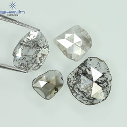 0.71 CT/5 ピース ローズカット ポルキ シェイプ ナチュラル ダイヤモンド ファンシー カラー I3 クラリティ (6.26 MM)