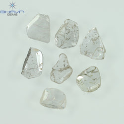 0.97 CT/7 ピース ローズカット ポルキ シェイプ ナチュラル ダイヤモンド ファンシー カラー I1 クラリティ (6.01 MM)