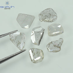0.97 CT/7 ピース ローズカット ポルキ シェイプ ナチュラル ダイヤモンド ファンシー カラー I1 クラリティ (6.01 MM)