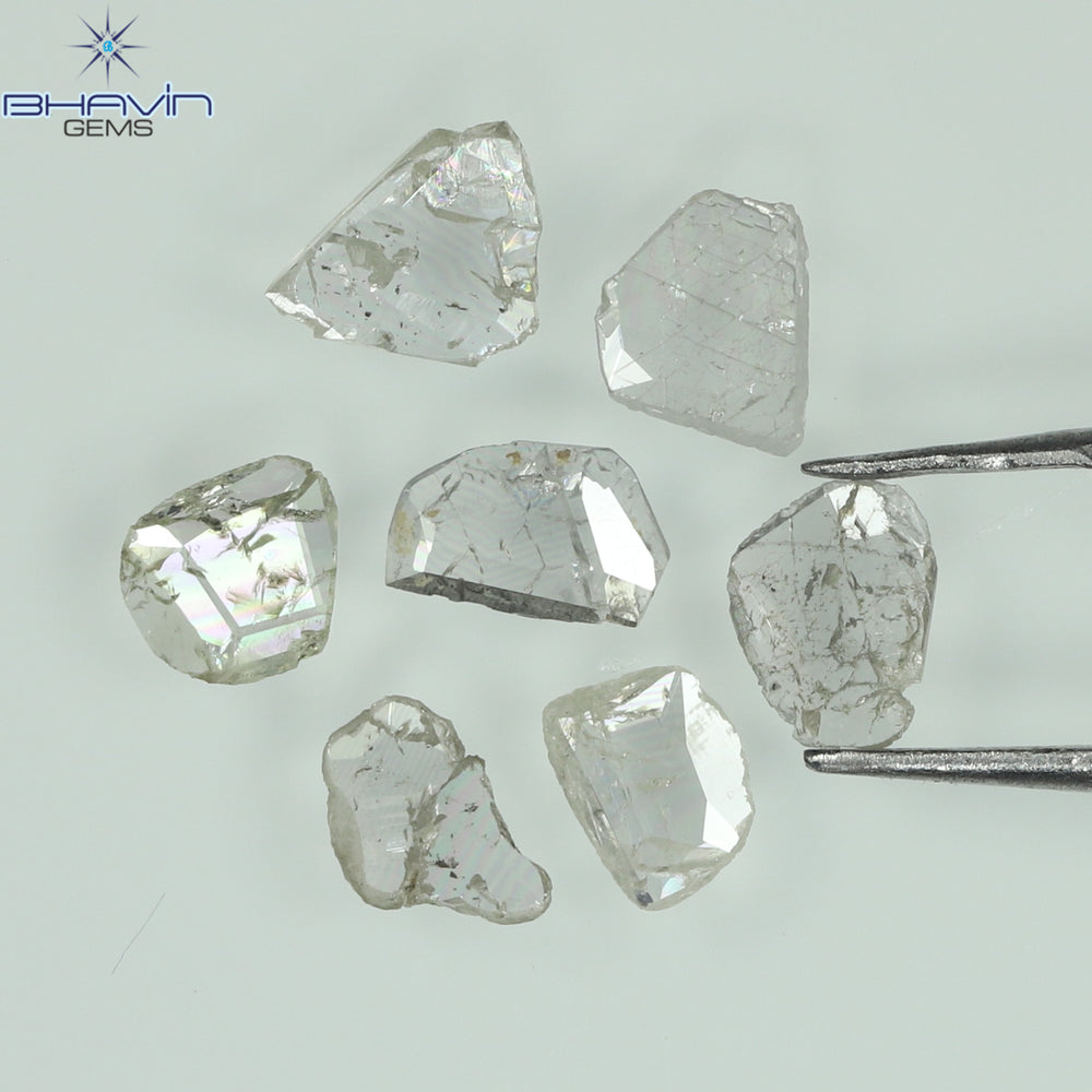 0.97 CT/7 ピース ローズカット ポルキ シェイプ ナチュラル ダイヤモンド ファンシー カラー I1 クラリティ (6.01 MM)