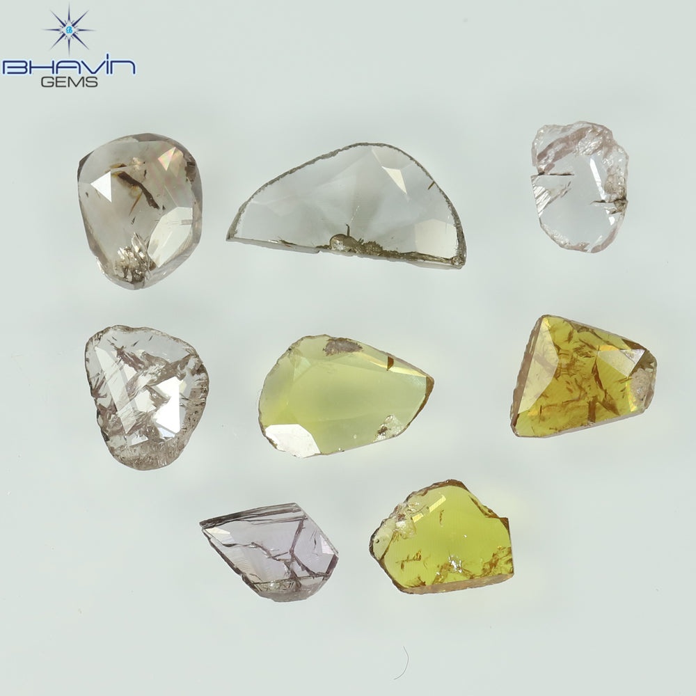 0.71 CT/5 ピース ローズカット ポルキ シェイプ ナチュラル ダイヤモンド ファンシー カラー I3 クラリティ (6.26 MM)