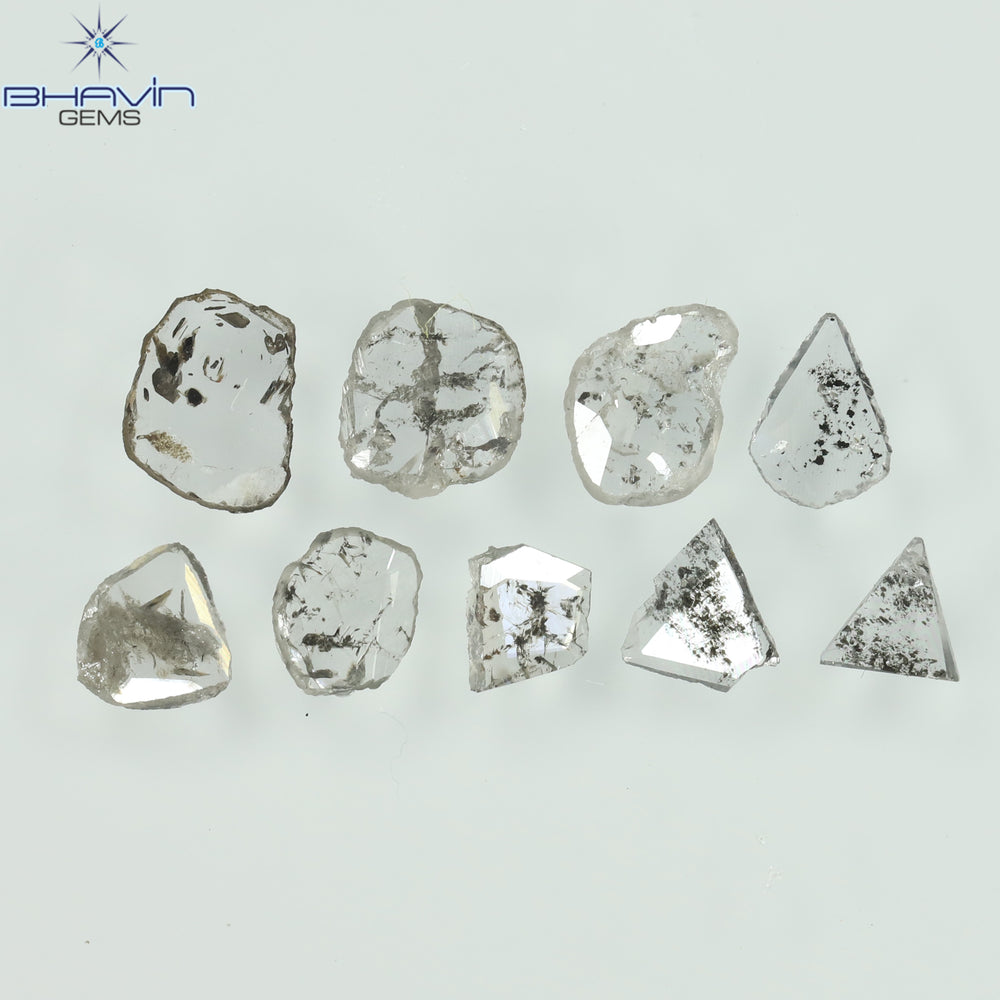 0.63 CT/9 Pcs Slice (Polki) Shape Natural loose Diamond Salt And Pepper Color I3 Clarity (4.50 MM)