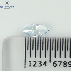 0.11 CT マーキス シェイプ ナチュラル ダイヤモンド グリーンがかったブルー カラー VVS1 クラリティ (4.91 MM)
