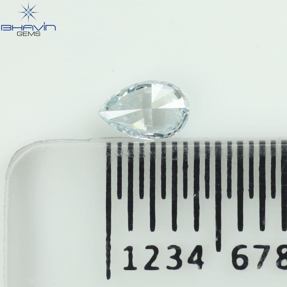 0.07 CT ペアシェイプ ナチュラル ダイヤモンド グリーンがかったブルー カラー VS1 クラリティ (3.68 MM)