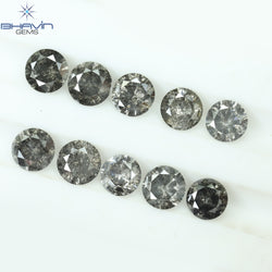 2.34 CT/10 Pcs Round Shape Natural Loose Diamond Salt And pepper Color I3 Clarity (4.00 MM)