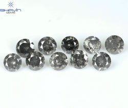 2.34 CT/10 Pcs Round Shape Natural Loose Diamond Salt And pepper Color I3 Clarity (4.00 MM)