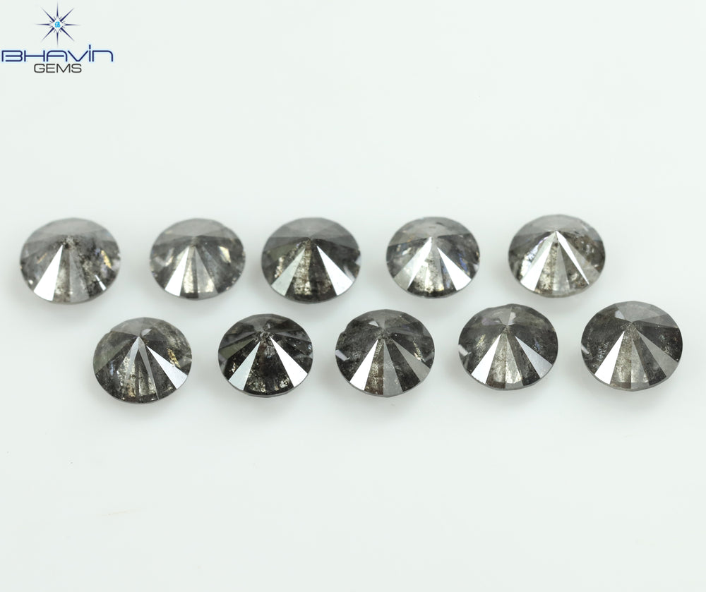 2.34 CT/10 Pcs Round Shape Natural Loose Diamond Salt And pepper Color I3 Clarity (4.00 MM)