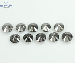 2.34 CT/10 Pcs Round Shape Natural Loose Diamond Salt And pepper Color I3 Clarity (4.00 MM)