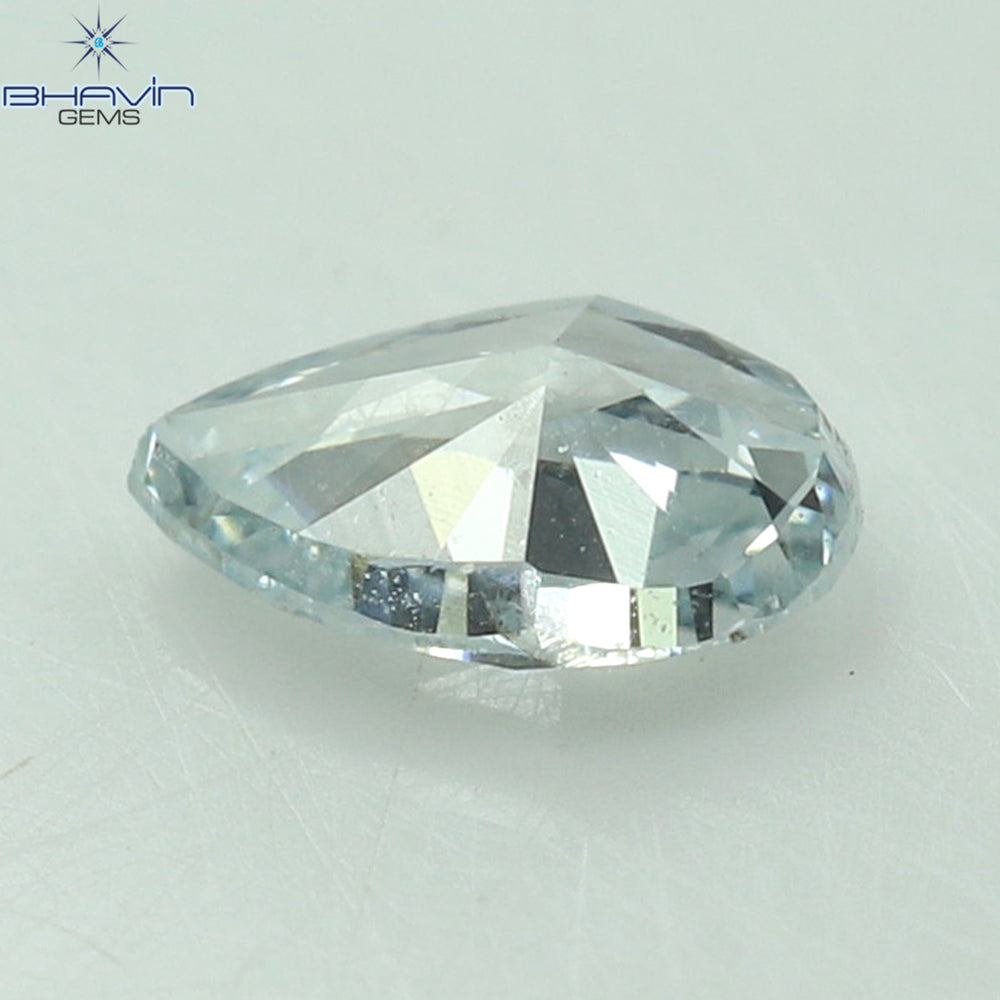 0.07 CT ペアシェイプ ナチュラル ダイヤモンド グリーンがかったブルー カラー VS1 クラリティ (3.68 MM)