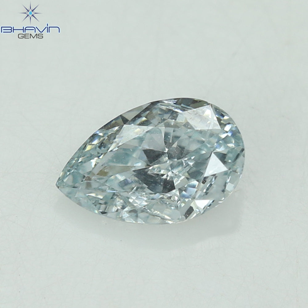 0.07 CT ペアシェイプ ナチュラル ダイヤモンド グリーンがかったブルー カラー VS1 クラリティ (3.68 MM)