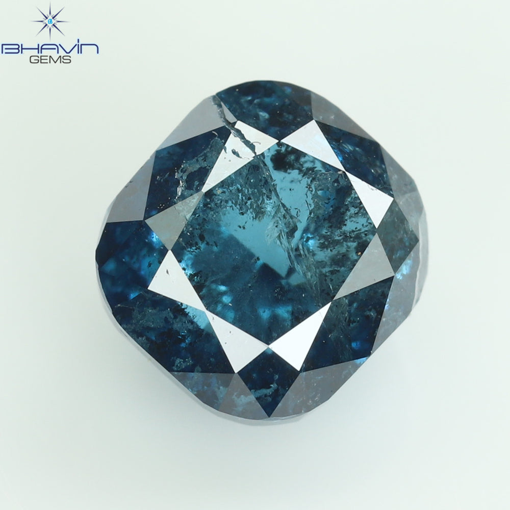 0.19 CT クッション シェイプ ナチュラル ダイヤモンド ブルー カラー SI1 クラリティ (3.38 MM)
