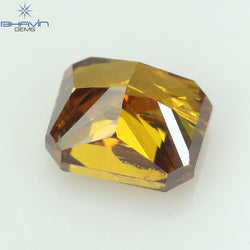 0.24 CT Enhanced Radiant Shape Natural Diamond Orange Yellow Color SI2 Clarity (3.58 MM)