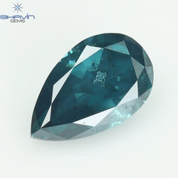 0.34 CT Enhanced Pear Shape Natural Loose Diamond Blue Color SI2 Clarity (5.58 MM)