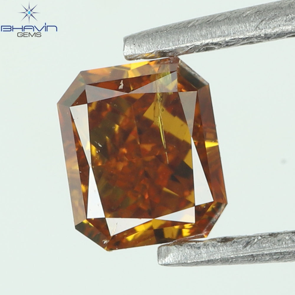 0.24 CT Enhanced Radiant Shape Natural Diamond Orange Yellow Color SI2 Clarity (3.58 MM)