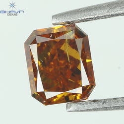 0.24 CT Enhanced Radiant Shape Natural Diamond Orange Yellow Color SI2 Clarity (3.58 MM)