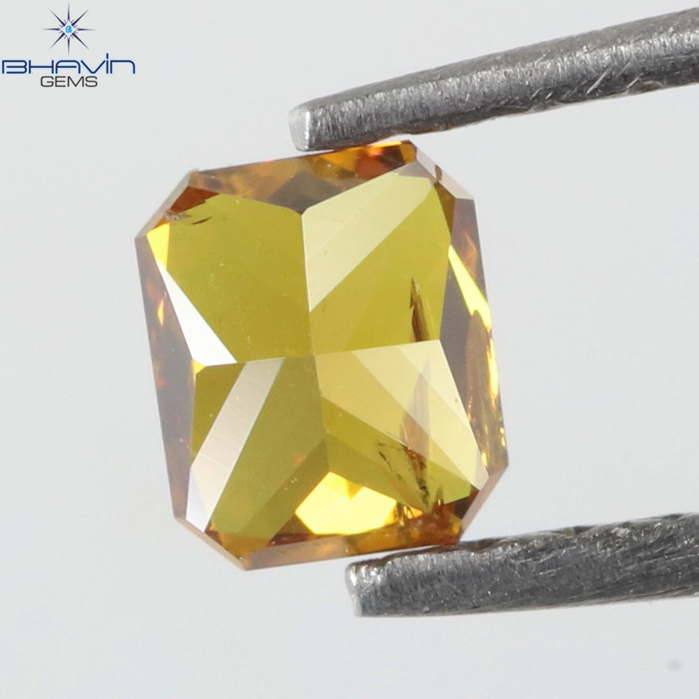 0.24 CT Enhanced Radiant Shape Natural Diamond Orange Yellow Color SI2 Clarity (3.58 MM)