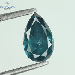 0.34 CT Enhanced Pear Shape Natural Loose Diamond Blue Color SI2 Clarity (5.58 MM)