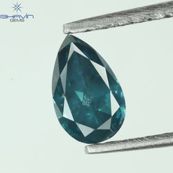 0.34 CT Enhanced Pear Shape Natural Loose Diamond Blue Color SI2 Clarity (5.58 MM)