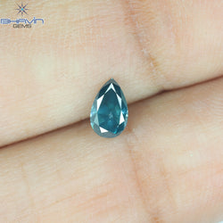 0.34 CT Enhanced Pear Shape Natural Loose Diamond Blue Color SI2 Clarity (5.58 MM)