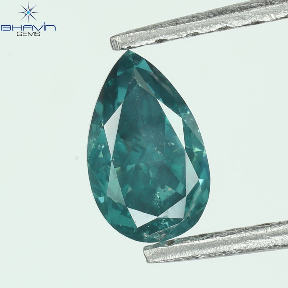 0.32 CT Enhanced Pear Shape Natural Loose Diamond Blue Color SI2 Clarity (5.36 MM)