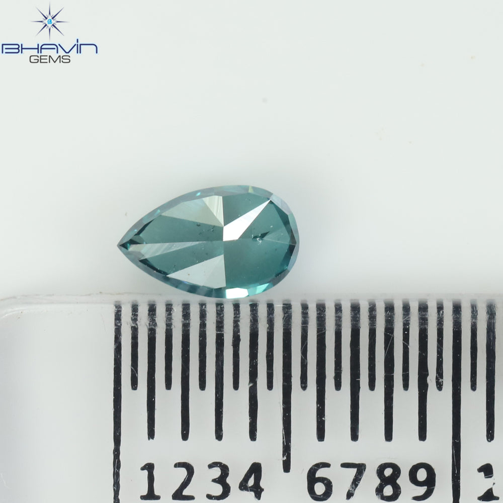 0.32 CT Enhanced Pear Shape Natural Loose Diamond Blue Color SI2 Clarity (5.36 MM)