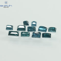 0.79 CT/6 個、バゲット シェイプ、天然ダイヤモンド、ブルー カラー、I3 クラリティ (4.08 MM)
