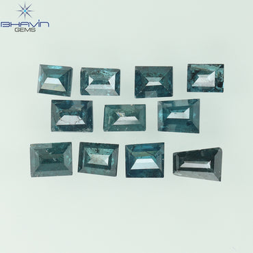 1.32 CT/11 Pcs Baguette Shape Natural Loose Diamond Blue Color I3 Clarity (3.80 MM)
