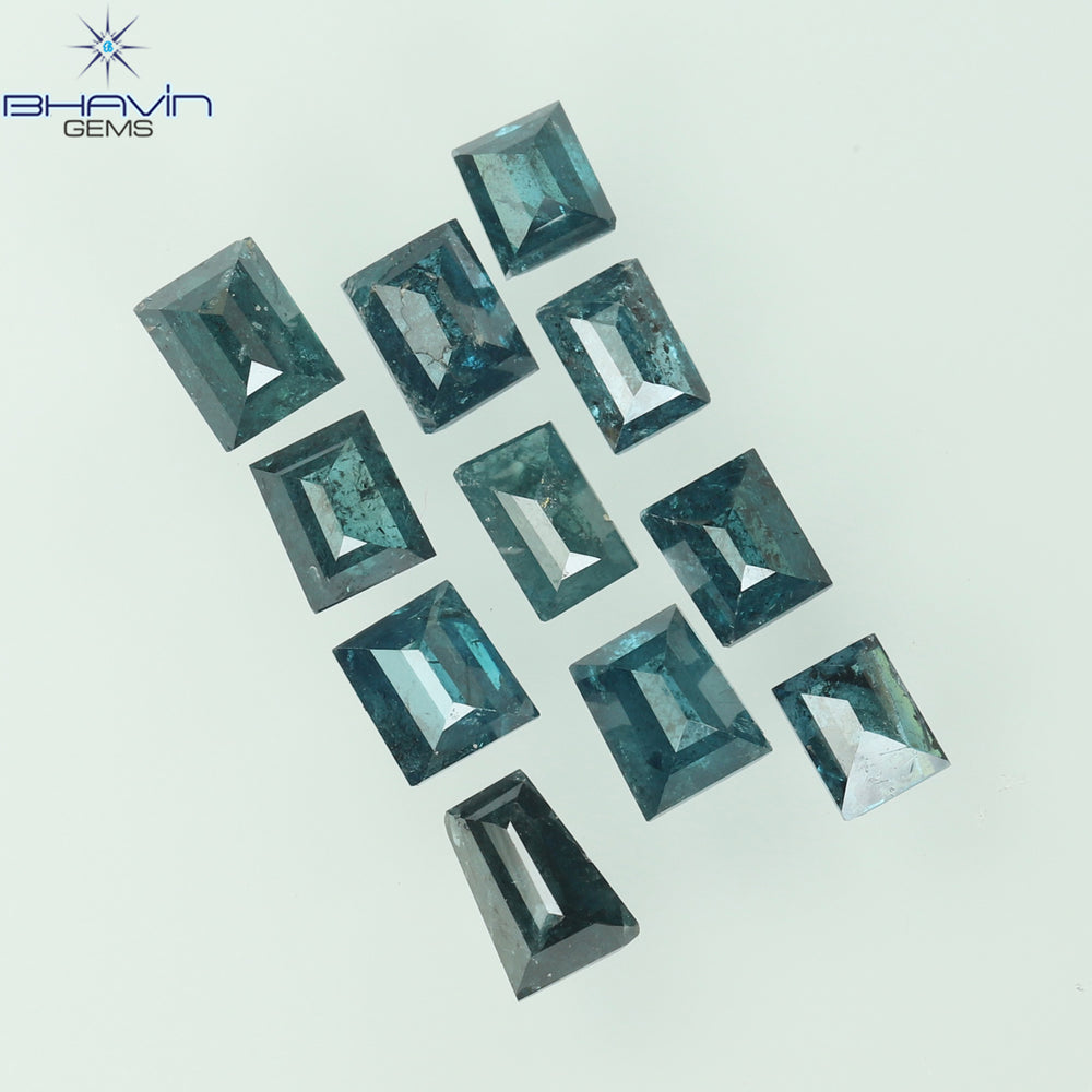 1.32 CT/11 Pcs Baguette Shape Natural Loose Diamond Blue Color I3 Clarity (3.80 MM)