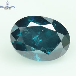 0.52 CT Oval Shape Enhanced Blue Color Natural Diamond SI2 Clarity (5.40 MM)
