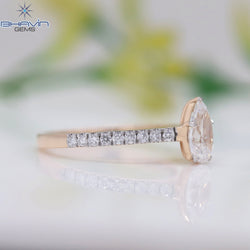 Pear Diamond Enhanced White (F) Color Gold Ring Engagement Ring