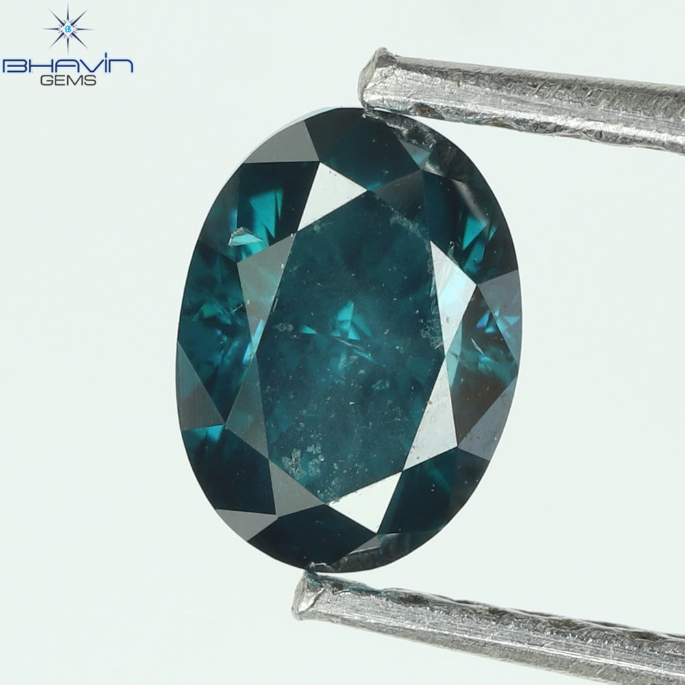 0.52 CT Oval Shape Enhanced Blue Color Natural Diamond SI2 Clarity (5.40 MM)