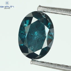 0.52 CT Oval Shape Enhanced Blue Color Natural Diamond SI2 Clarity (5.40 MM)