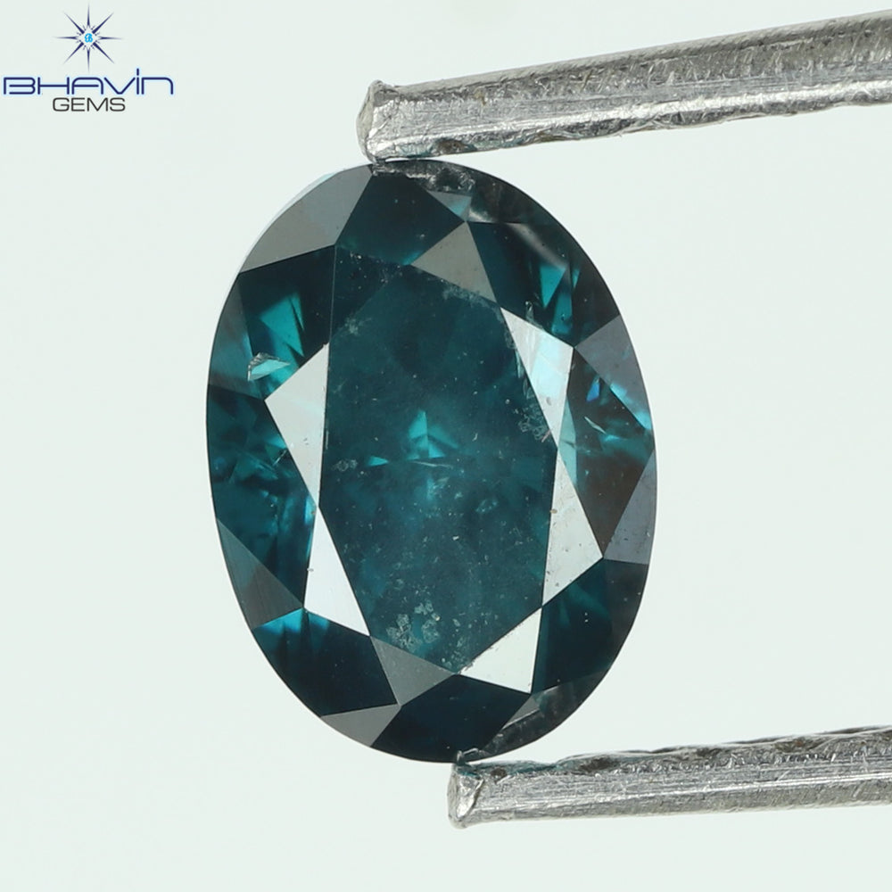 0.52 CT Oval Shape Enhanced Blue Color Natural Diamond SI2 Clarity (5.40 MM)